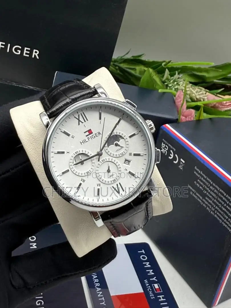 Tommy Hilfiger Quality Luxury Men Genuine Leather Wristwatch