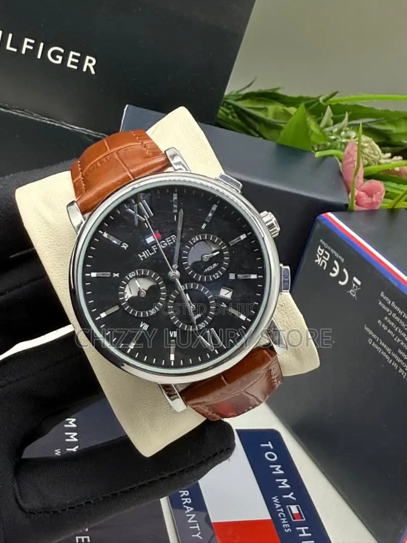Tommy Hilfiger Quality Luxury Men Genuine Leather Wristwatch