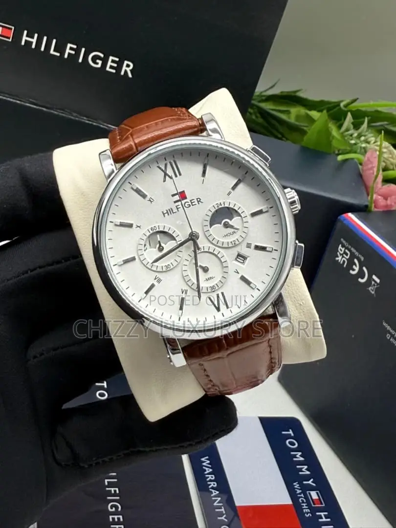 Tommy Hilfiger Quality Luxury Men Genuine Leather Wristwatch