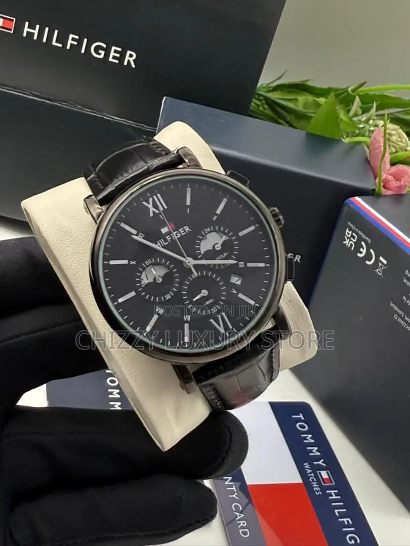 Tommy Hilfiger Quality Luxury Men Genuine Leather Wristwatch