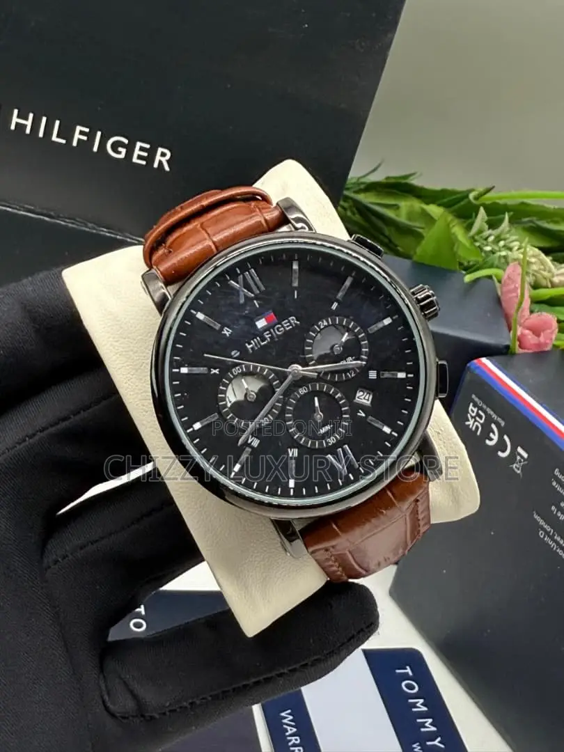 Tommy Hilfiger Quality Luxury Men Genuine Leather Wristwatch