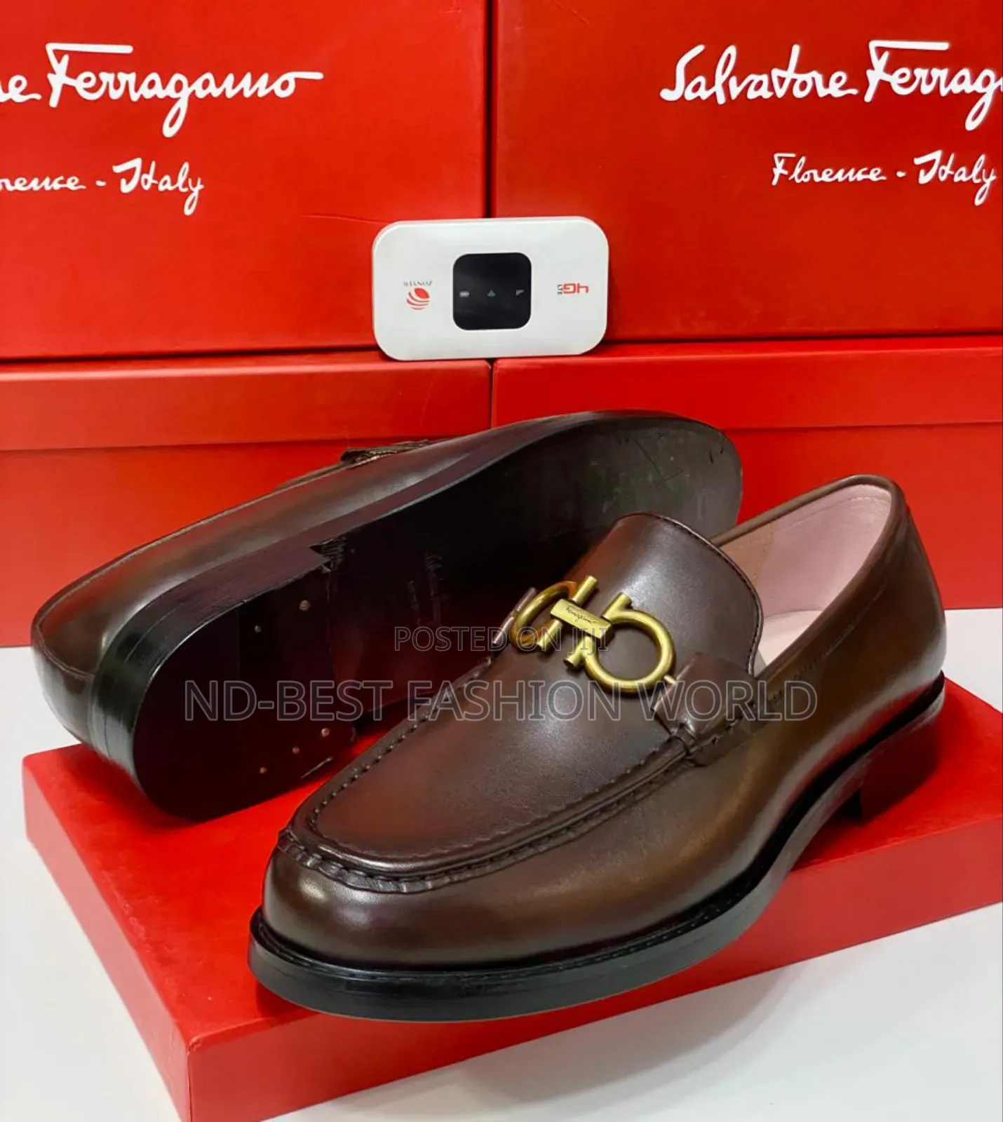 Brown Ferragamo Quality Leather Shoe