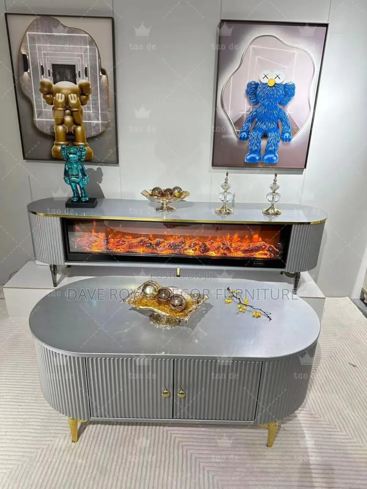 Classic Unique Tv Stand Set With Fireplace