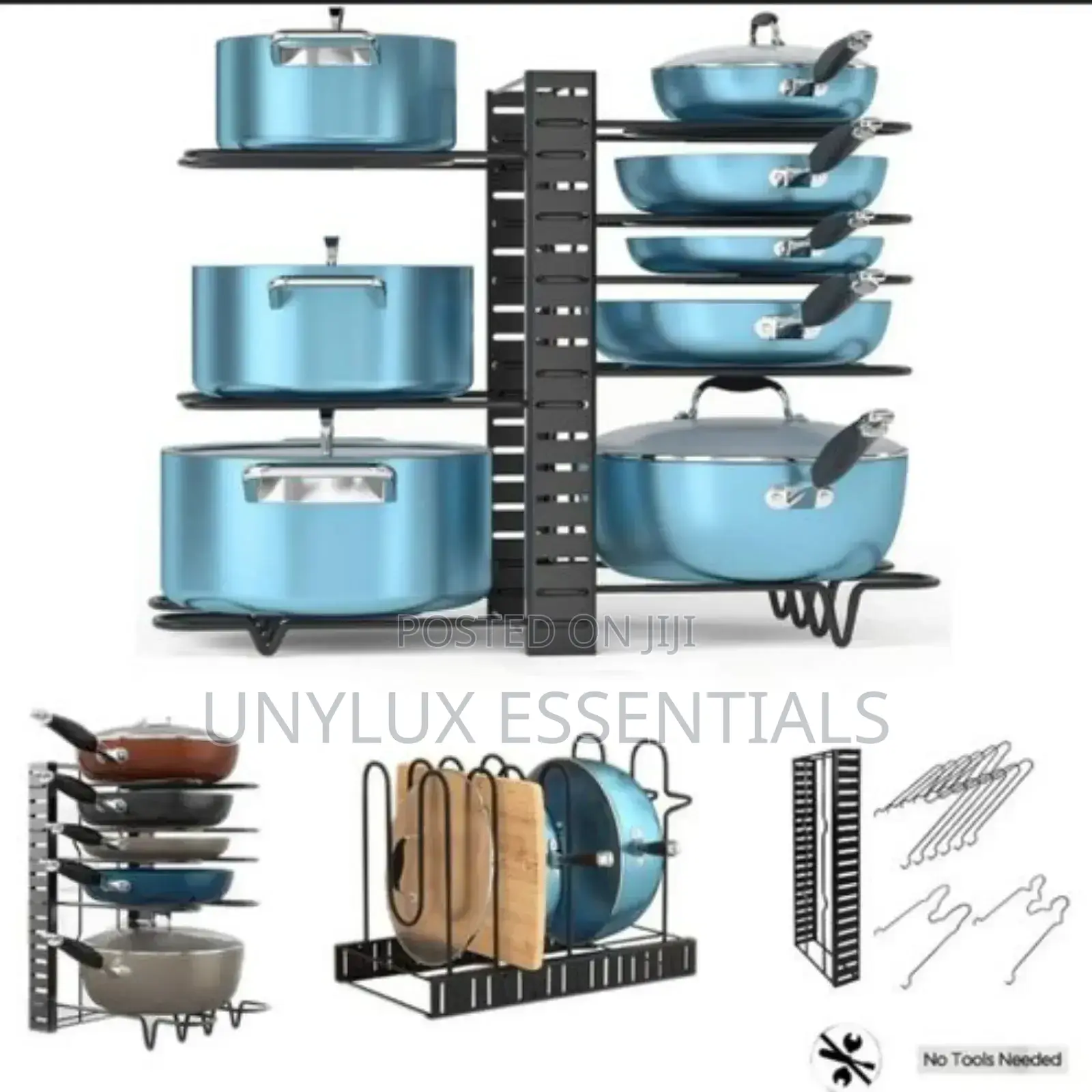Adjustable Pot and Pan Rack Organizer