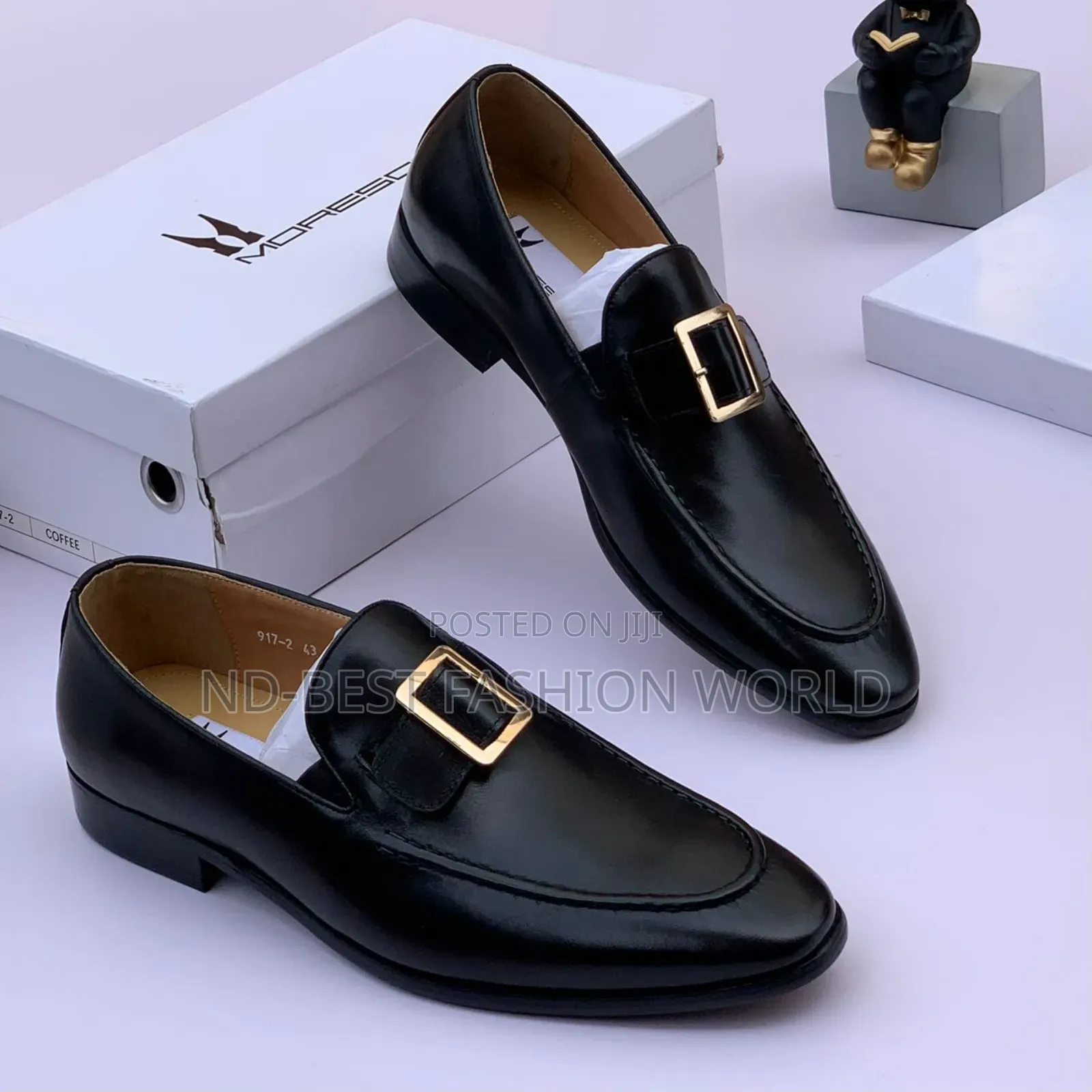 Black Leather Moreschi Shoes