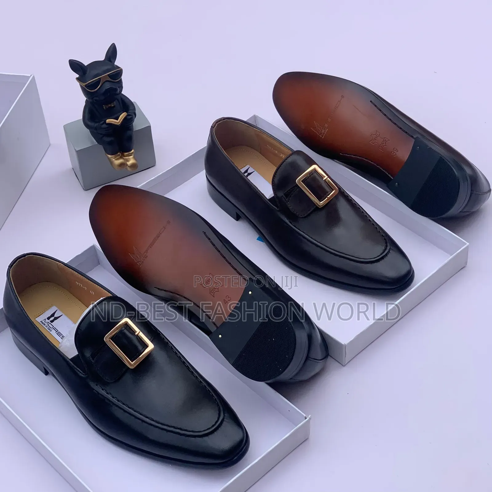 Black Leather Moreschi Shoes
