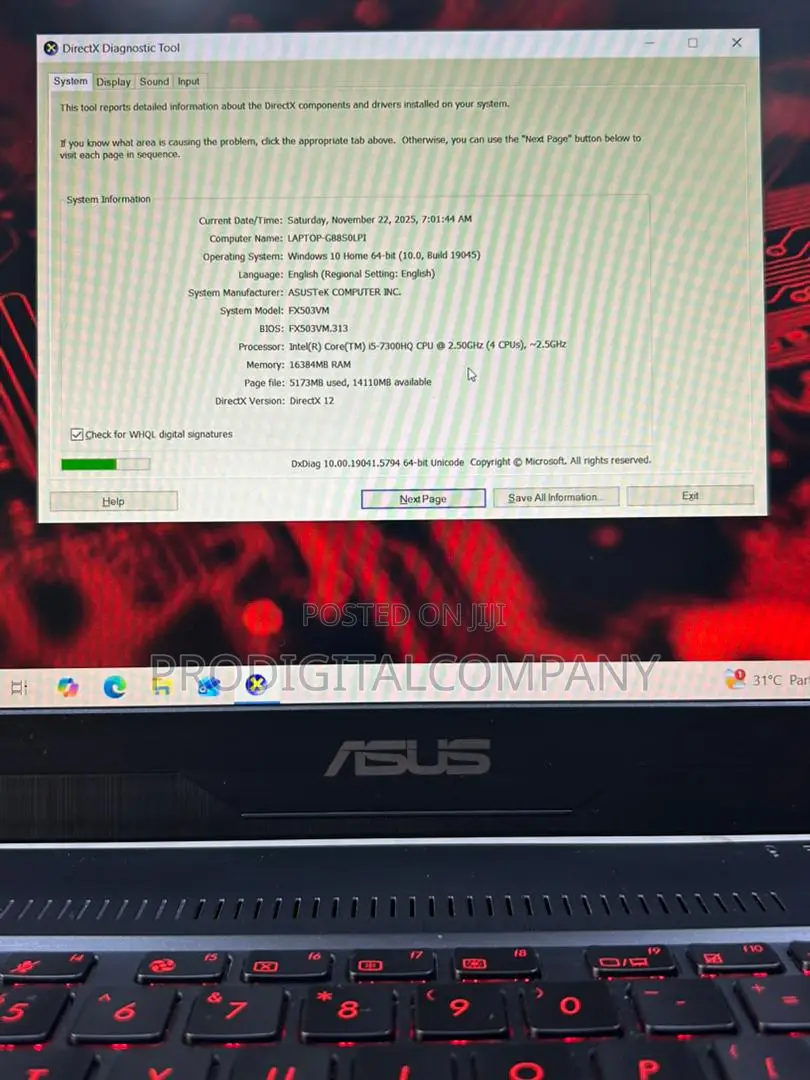 Laptop Asus FX503 16GB Intel Core i5 HDD+SSD 1T