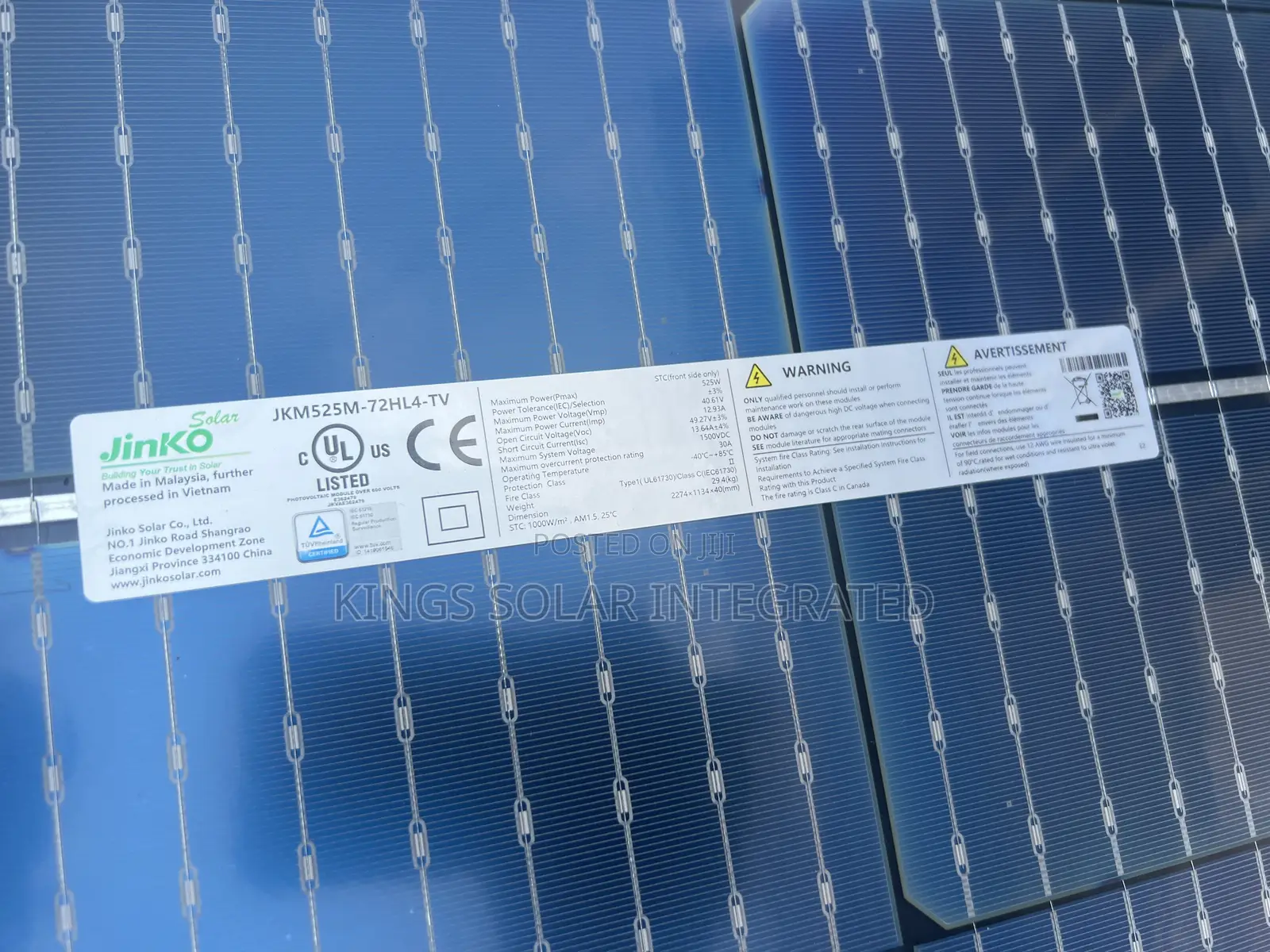 Brand New 550w Jinko Panel Bifacial