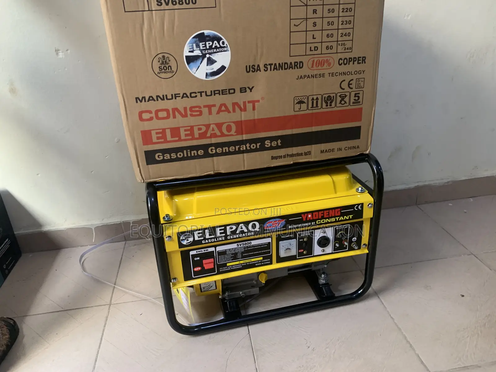 Elepaq Sv5800 3.5kva Full Copper Coil Generator
