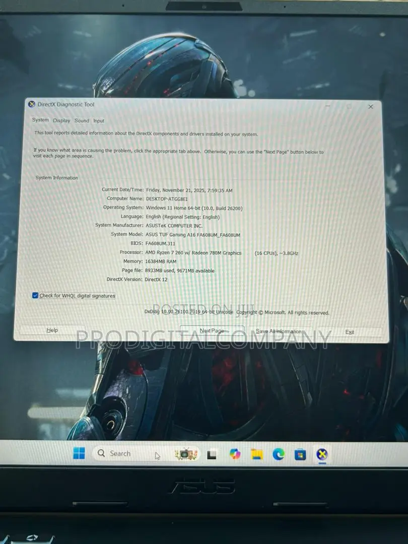 Laptop Asus TUF Gaming A16 16GB AMD Ryzen 7 SSD 1T