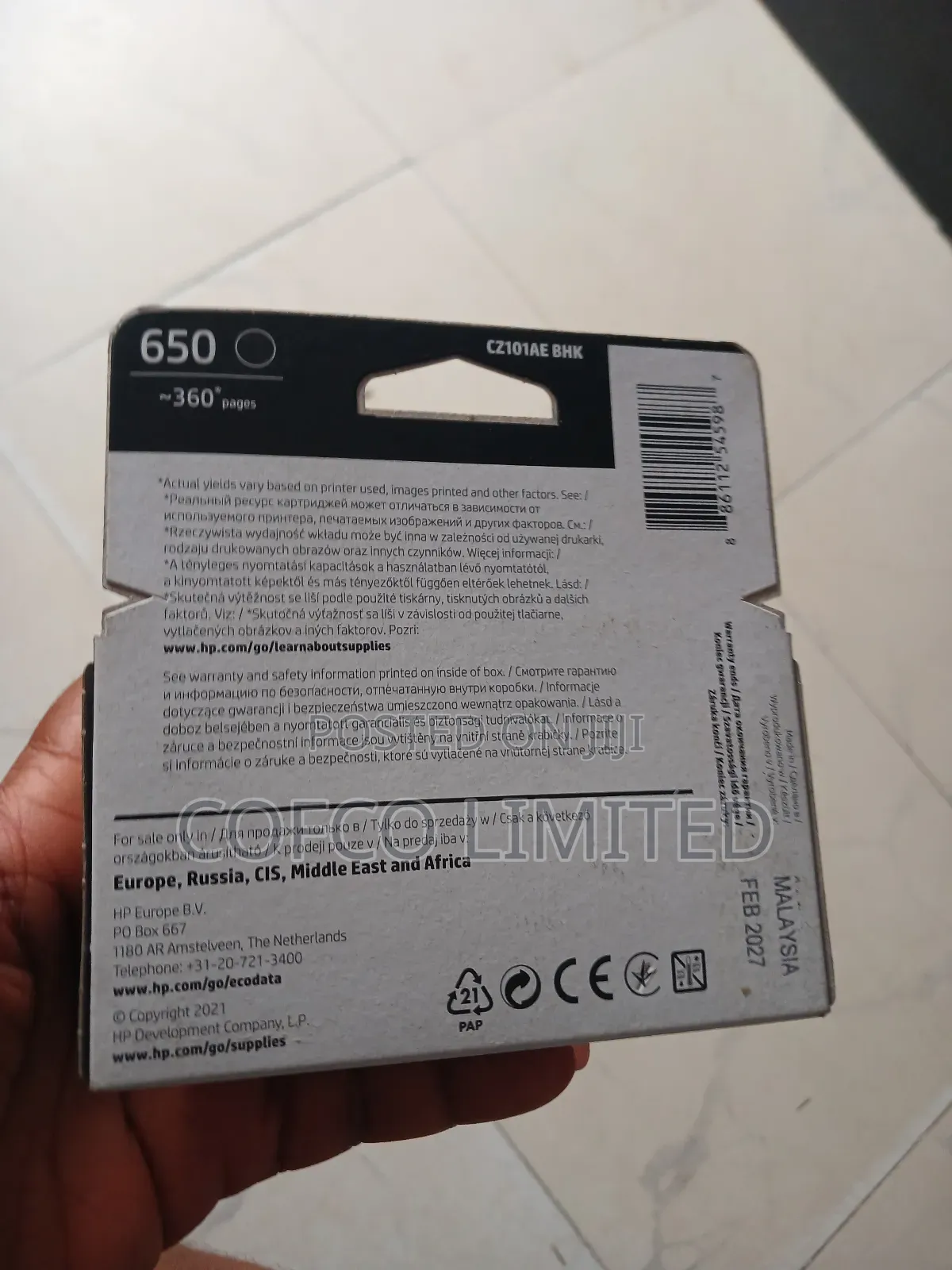 Hp 650 Black Original Ink Advantage Cartridge