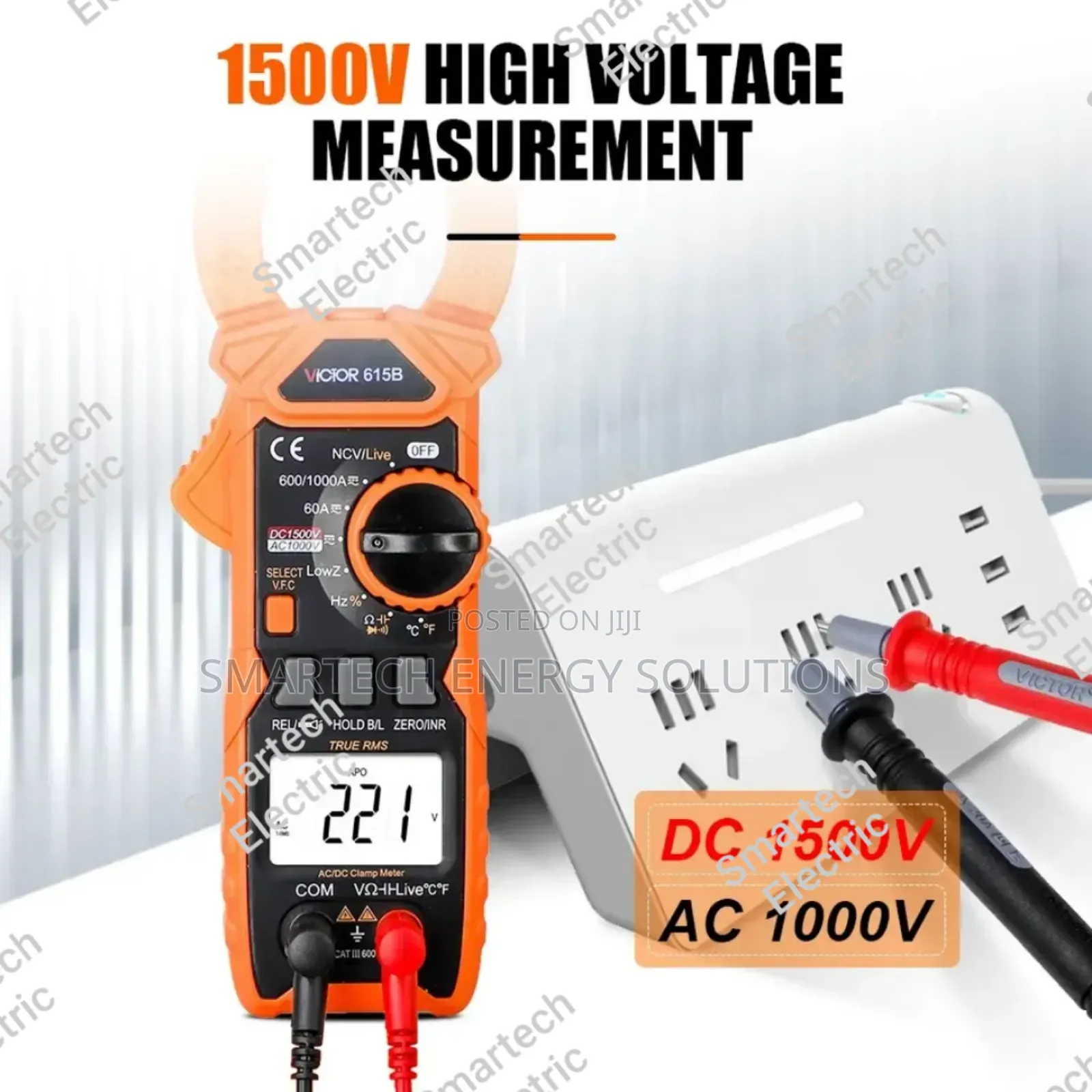 Victor 615b 1500v Ac/Dc 1000a RMS Digital Clamp Meter With Live NCV F
