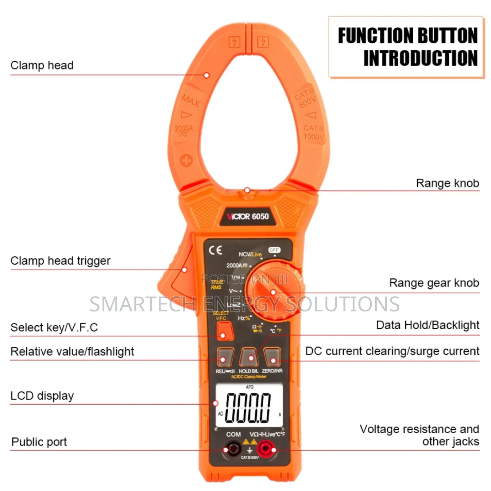 Victor 6050 Auto Range 2000a Ac/Dc Current Voltage Diode Clamp Meters