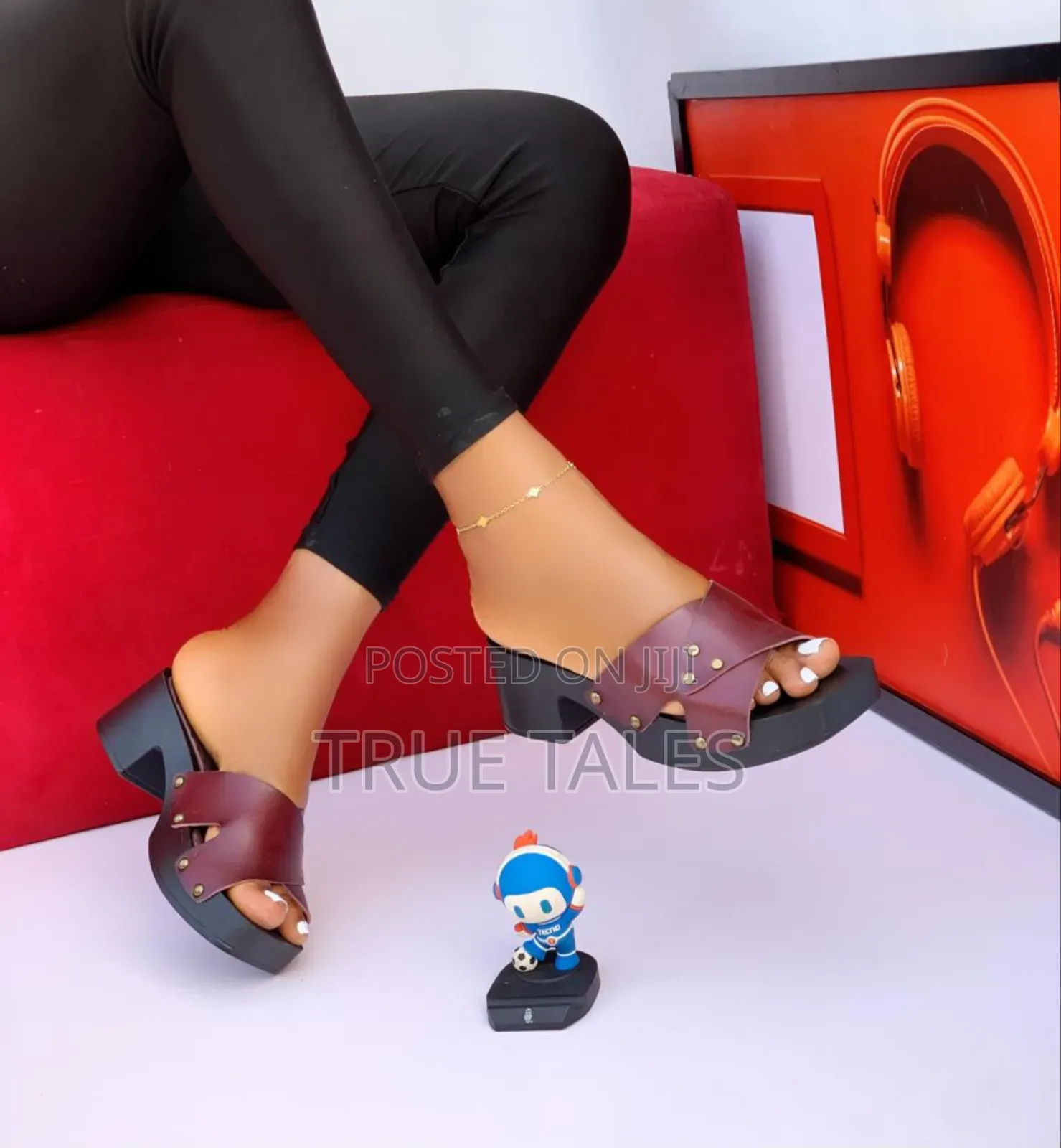 Women's Classy Wooden Sole Heeled Slippers. #Chi. Sizes 37-42