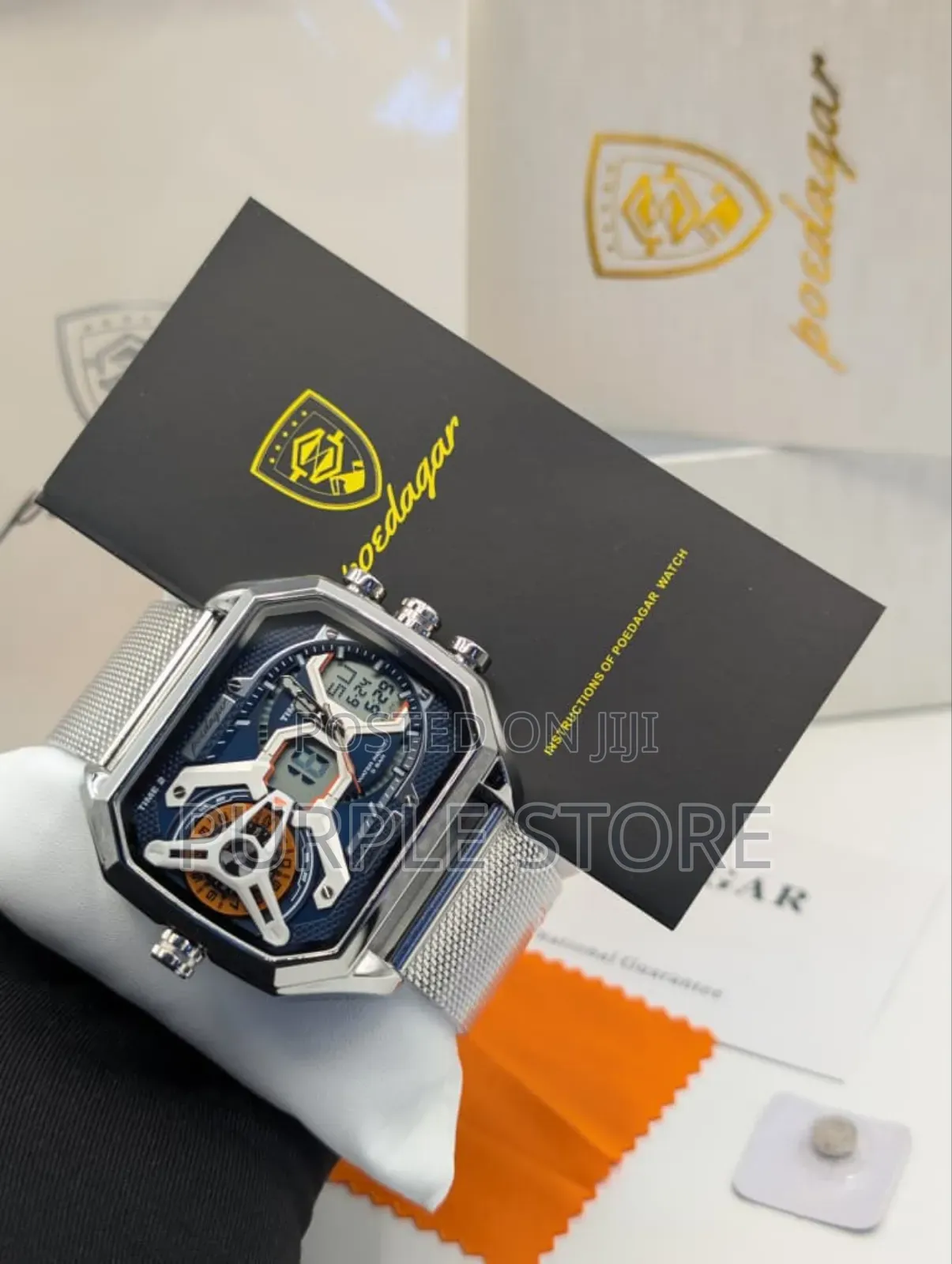 Poedagar Sleek Mesh Strap Quality Watch With Multi Time Display
