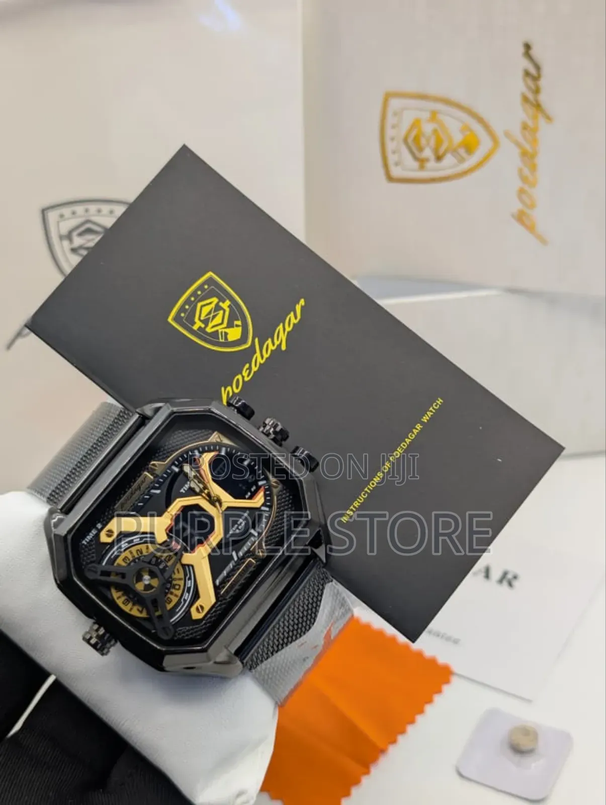 Poedagar Sleek Mesh Strap Quality Watch With Multi Time Display
