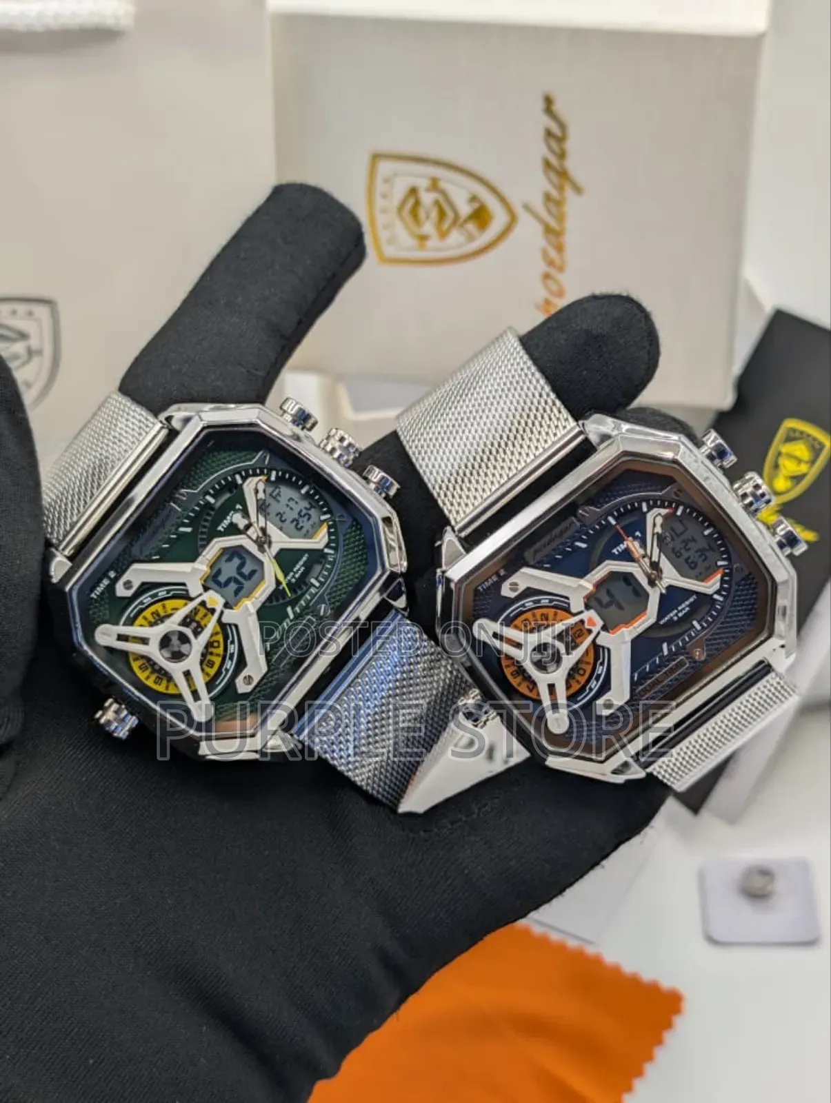 Poedagar Sleek Mesh Strap Quality Watch With Multi Time Display