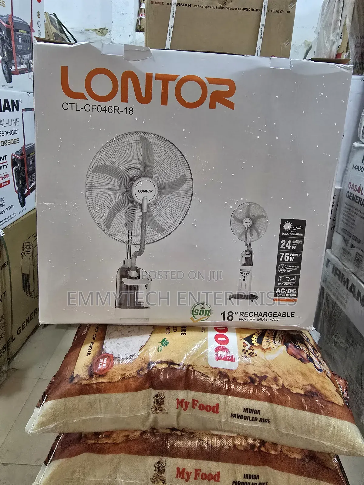 Original Lontor Rechargeable Standing Fan 18inch Water Mist