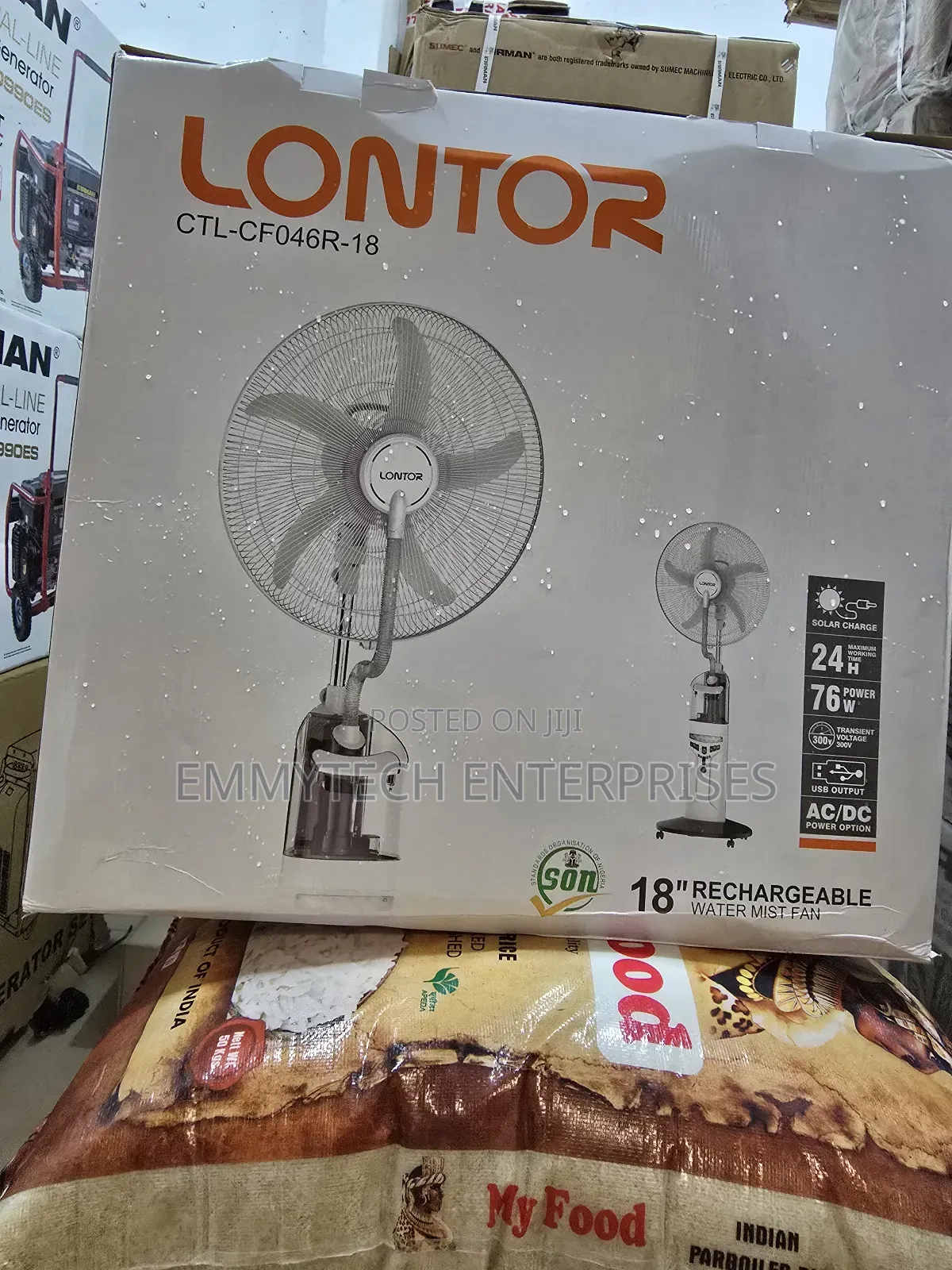 Original Lontor Rechargeable Standing Fan 18inch Water Mist