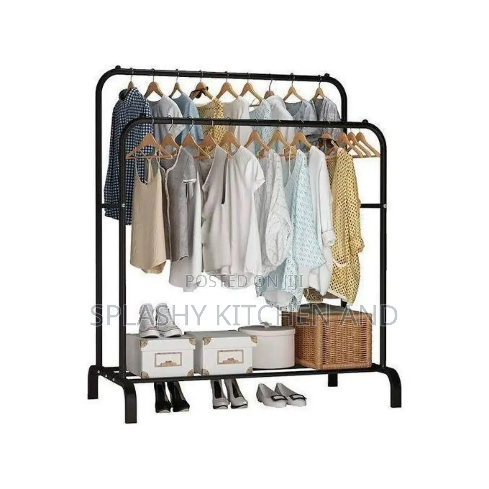 Double Pole Rack Cloth Hanger Storage 35kg