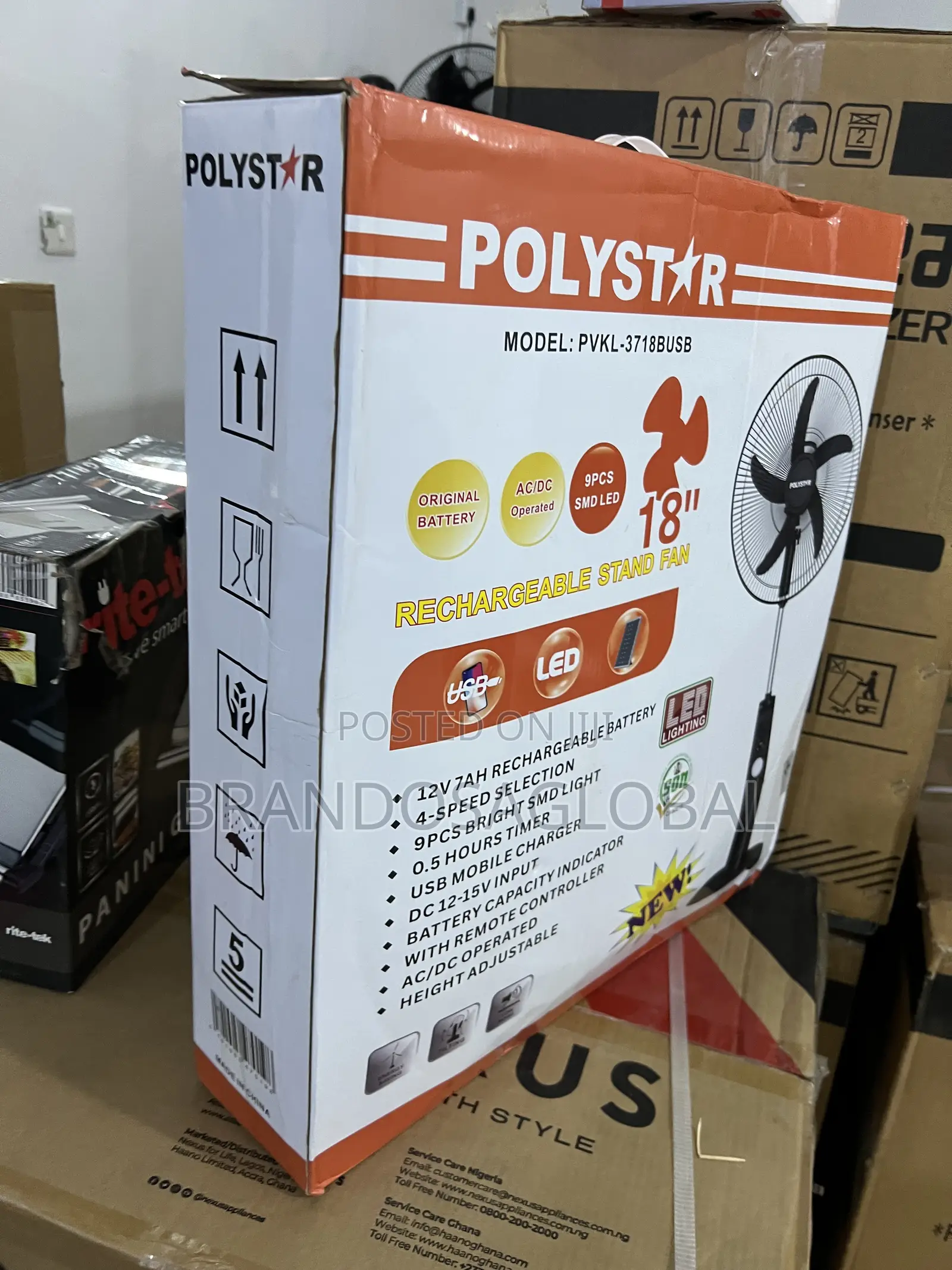 Polystar PVKL-1878busb 18-Inch Standing Fan | Easy Controls