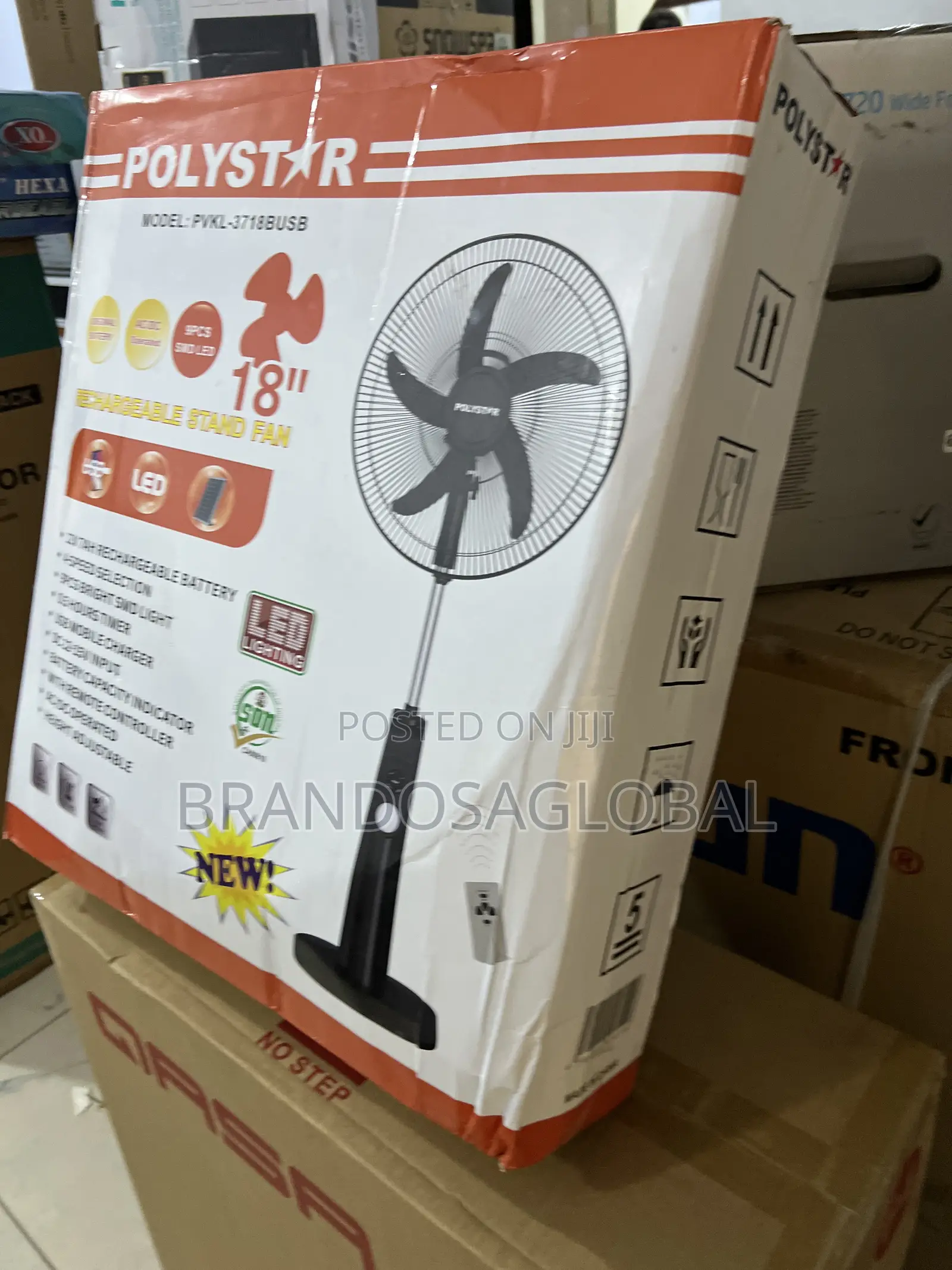 Polystar Rechargeable 18" Fan PVKL-1878busb | Led Indicator