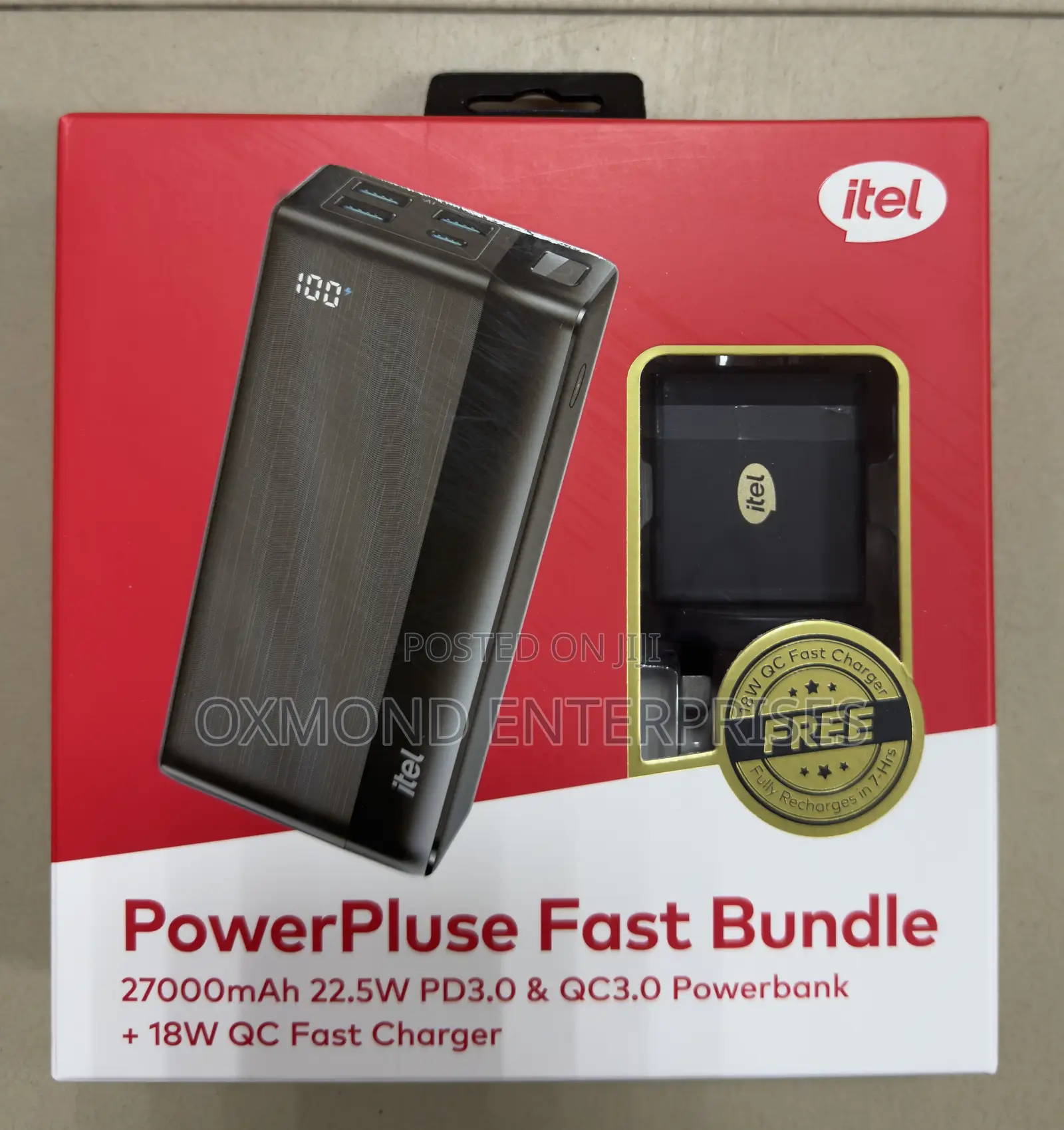 Itel 27,000 Mah Powerbank + 18w Charger Combo