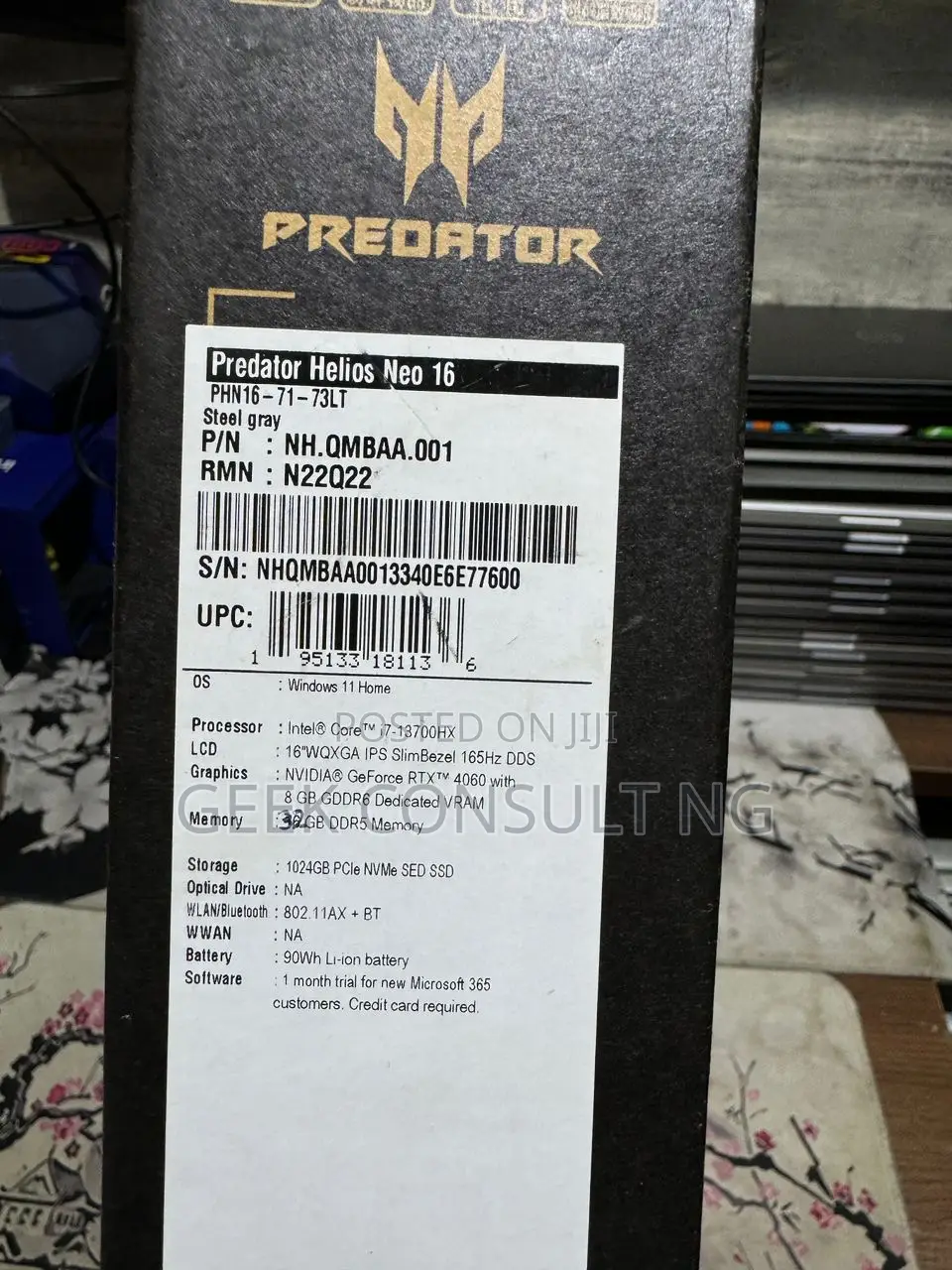 New Laptop Acer Predator Helios Neo 16 32GB Intel Core i7 SSD 1T