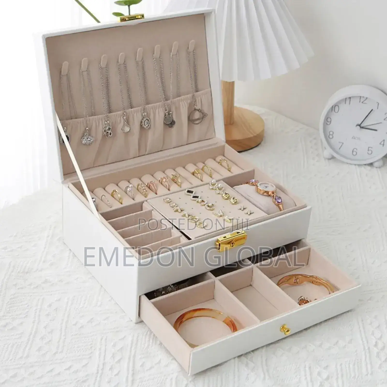 Luxury Leather Double Layer Jewellery Box