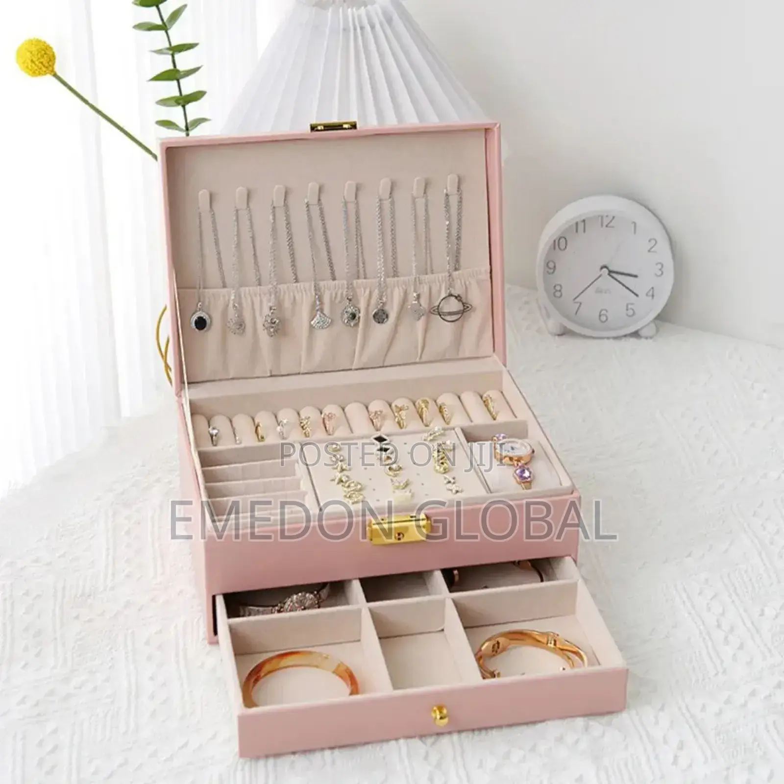 Luxury Leather Double Layer Jewellery Box