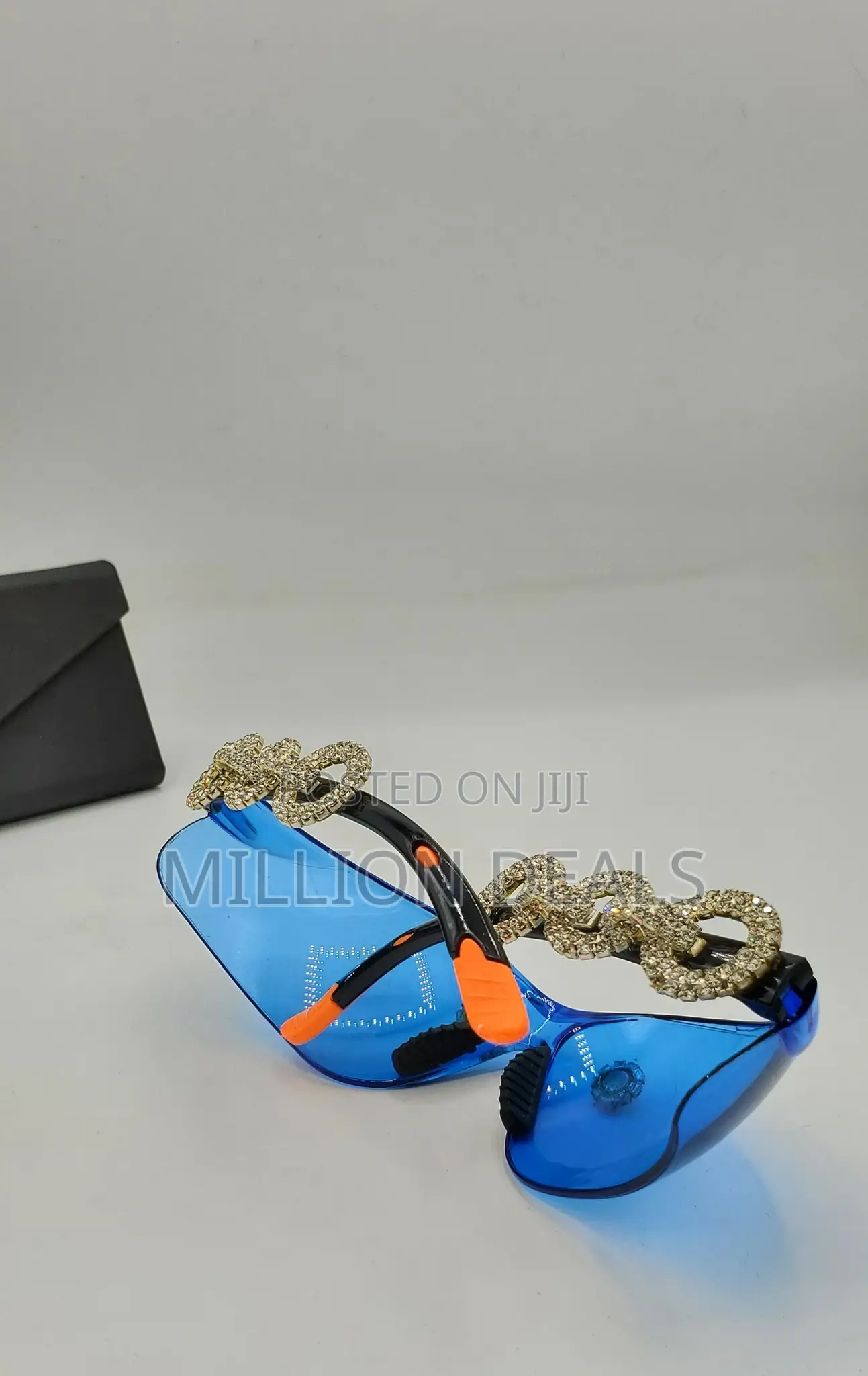 Blue Stylish Curve Iced Men's Wrap Sunglasses
