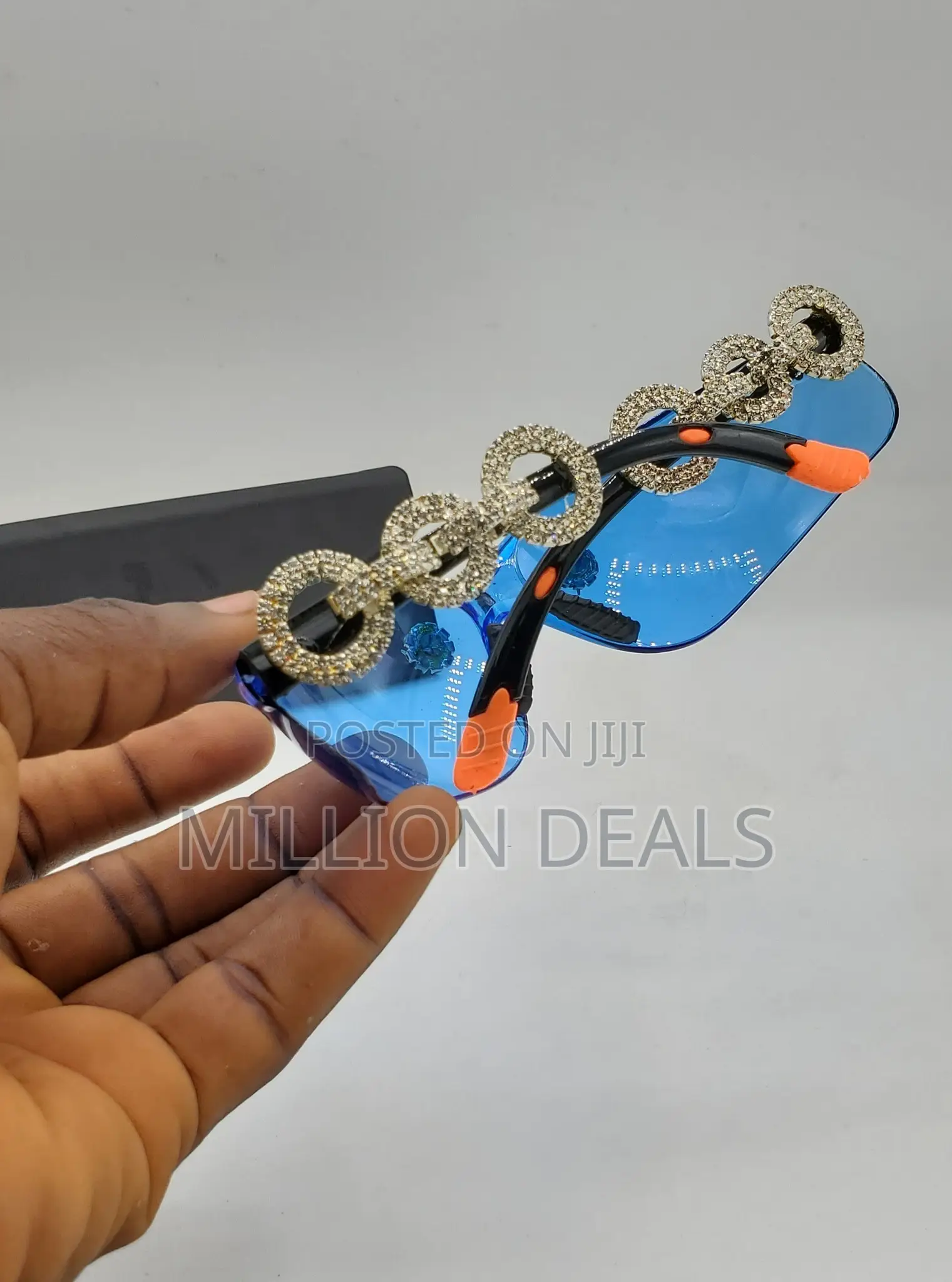 Blue Stylish Curve Iced Men's Wrap Sunglasses
