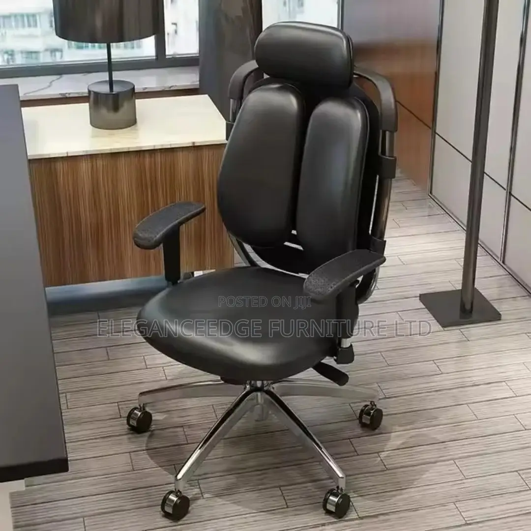 Black Adjustable Arms Ergonomic Office Chair With Lumber Suppor