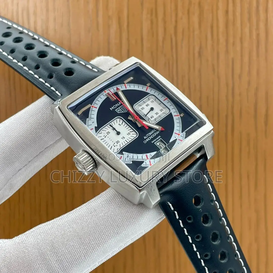 Tag Monaco Quality Luxury Men Chronograph Rubber Strap Wristwatch