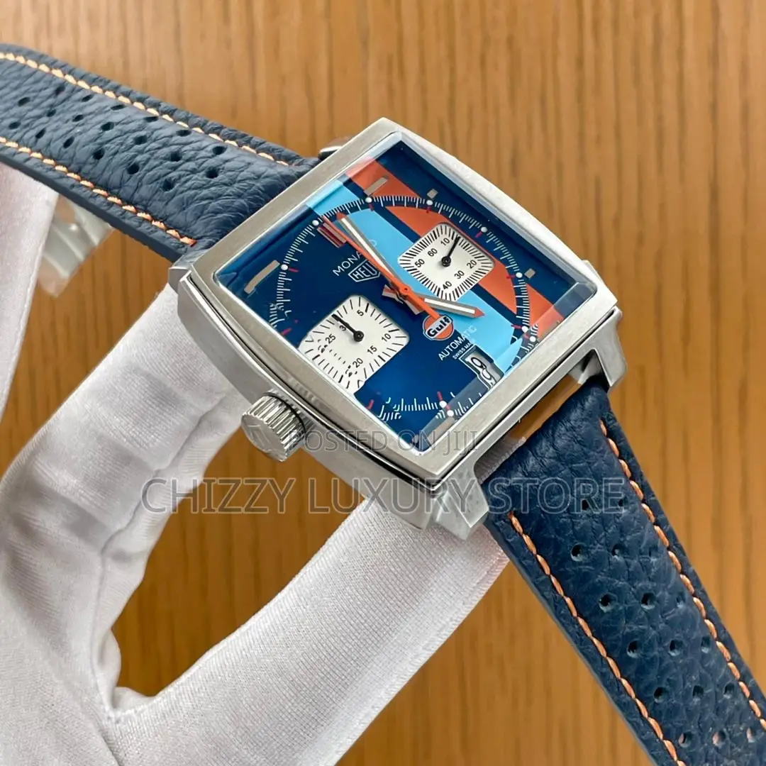 Tag Monaco Quality Luxury Men Chronograph Rubber Strap Wristwatch