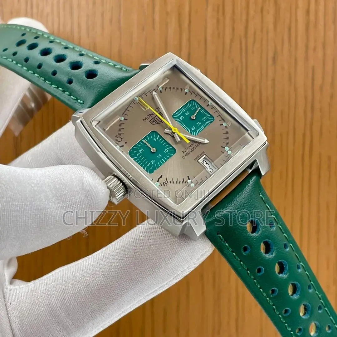 Tag Monaco Quality Luxury Men Chronograph Rubber Strap Wristwatch