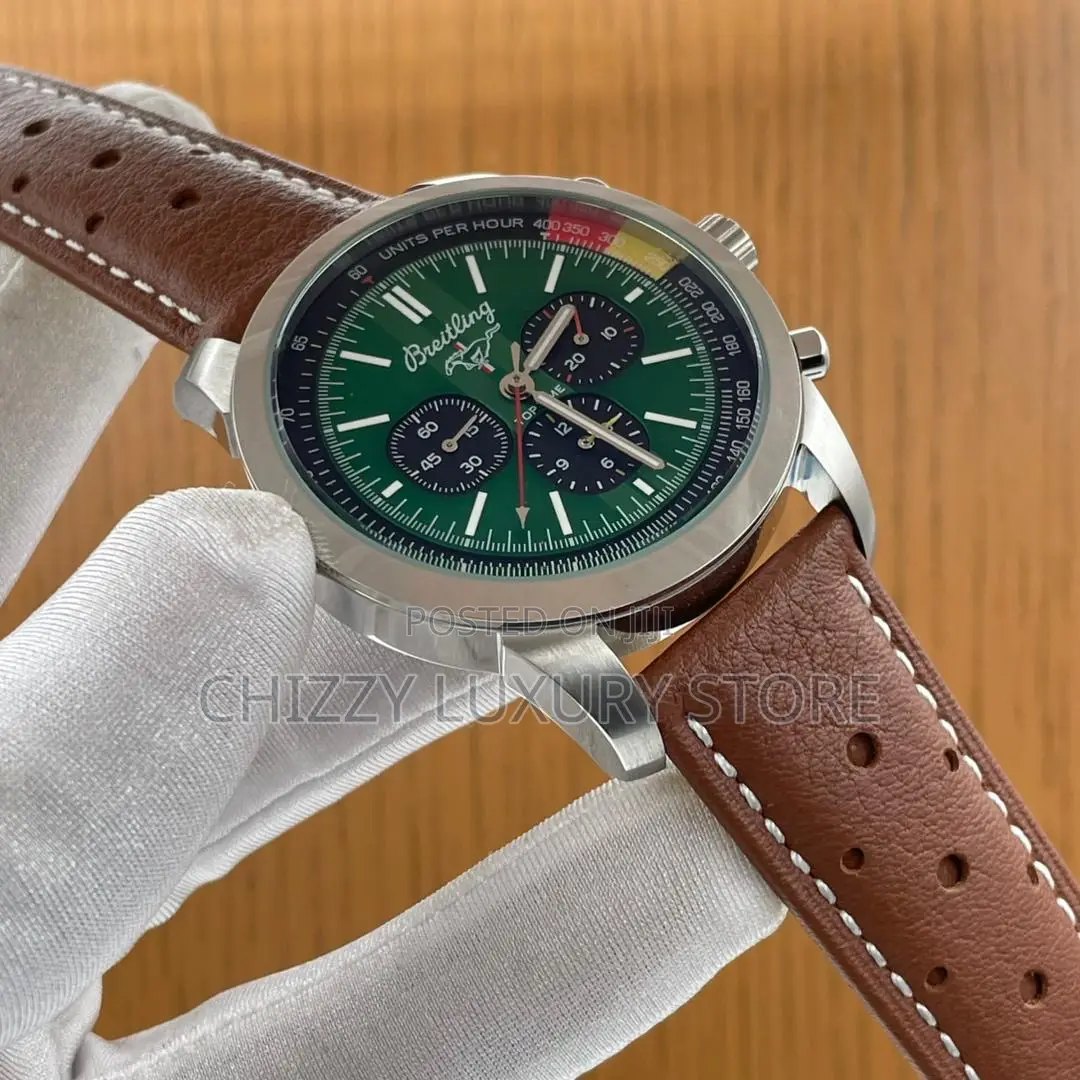 Breitling Quality Luxury Men Genuine Leather Wristwatch
