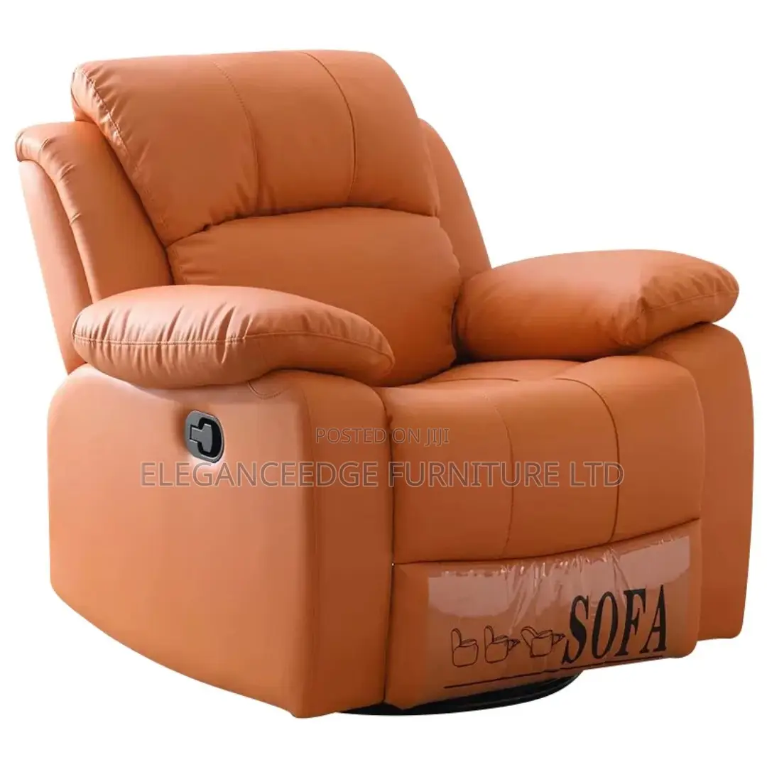 Modern Reclining Single Black Leather Sofa Chair