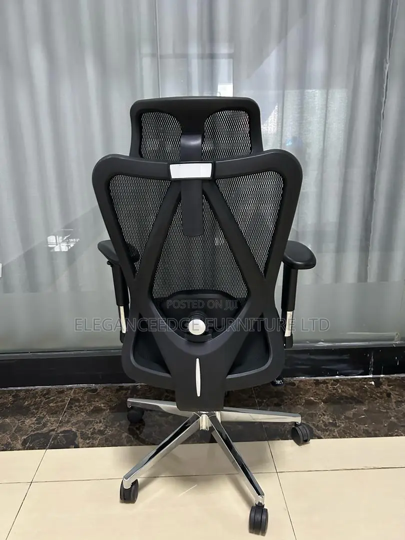 Black Mesh Ergonomic Office Chair With Adjustable Arms and Headrest