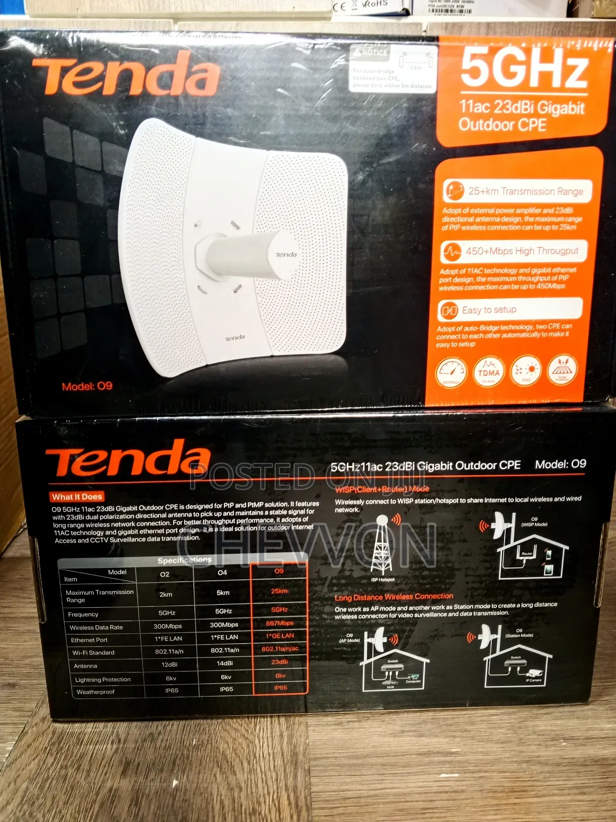 Tenda O9 | 5ghz 11ac | 23dbi Gigabit Outdoor Cpe | Long-Range Wireless