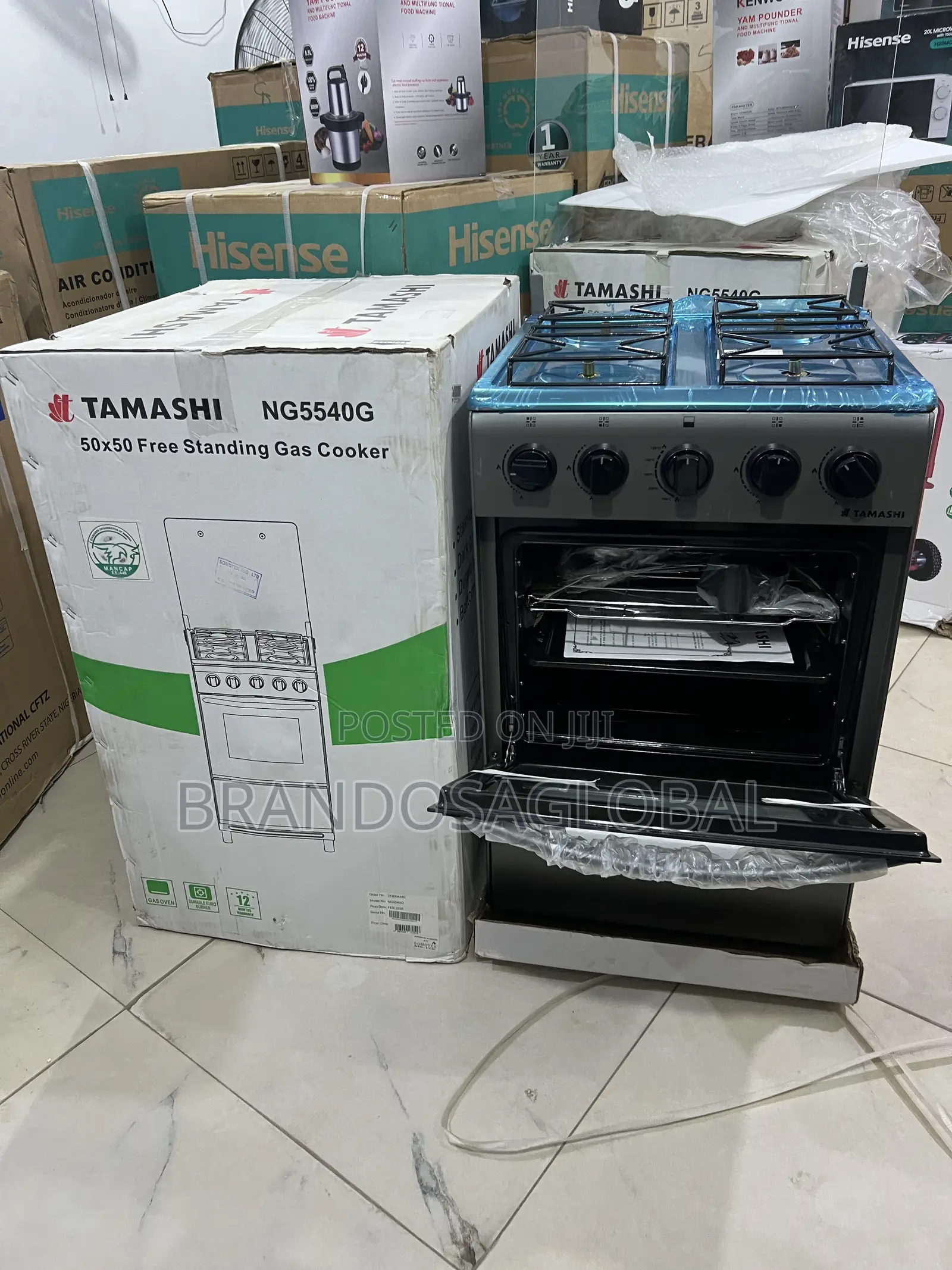 Tamashi 50×50 Ng5540g Strong Flame 4 Burner Gas Cooker
