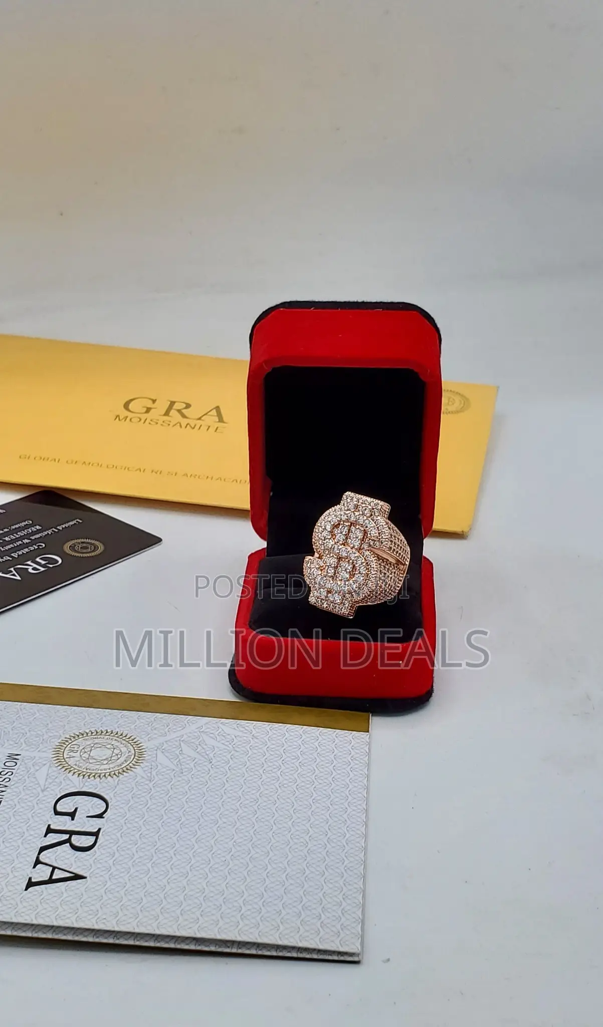 Iced Moissonaite Men's Punk Rose Gold Ring