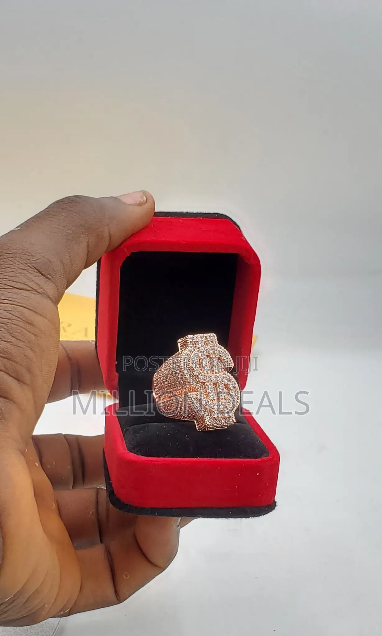 Iced Moissonaite Men's Punk Rose Gold Ring
