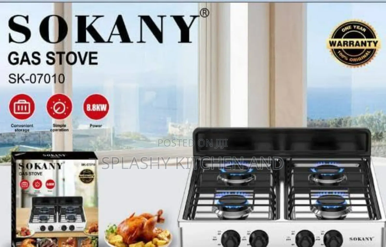 Sokany New Big Gas Stove 4 Burner Countertop Stove