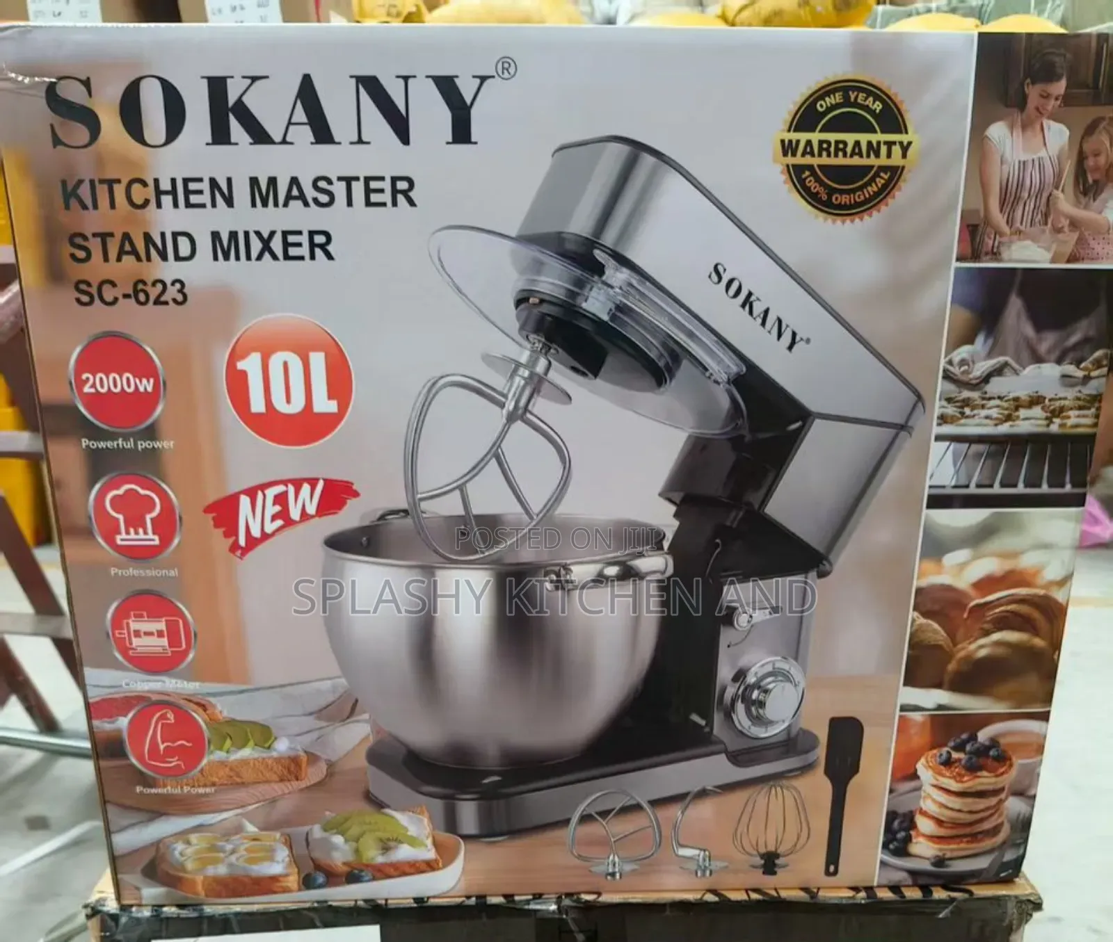 Sokany 10l Stainless Steel Bowl 6-Speed Stand Mixer