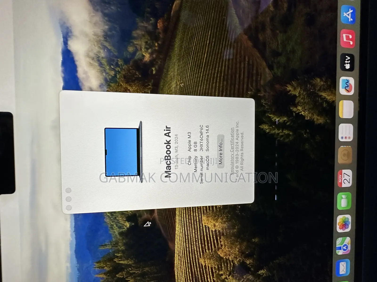 Laptop Apple MacBook Air 2024 M3 13-Inch 8GB Apple M3 SSD 256GB