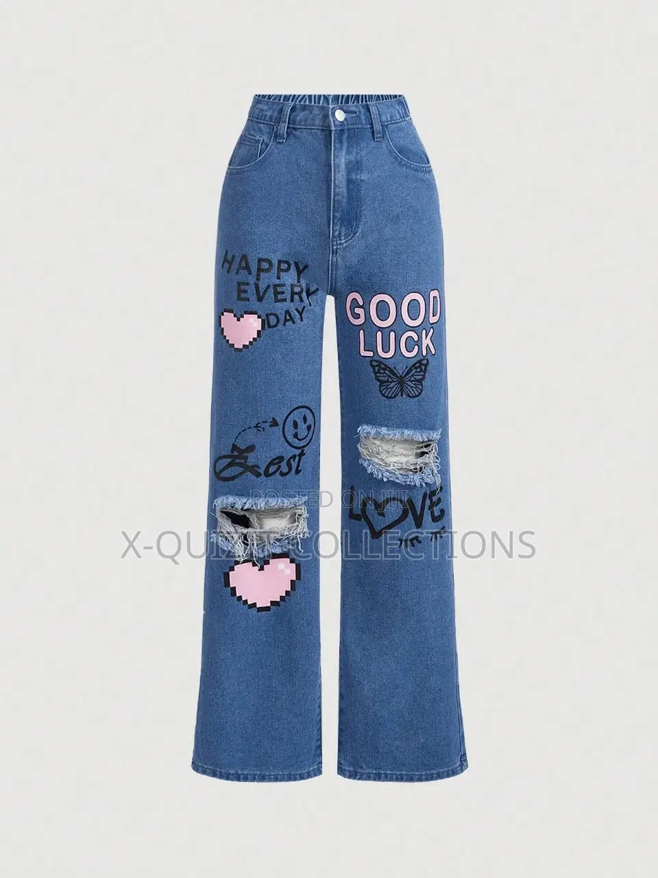 Trendy High-Waisted Wide Leg Denim Jeans (8y-14y)
