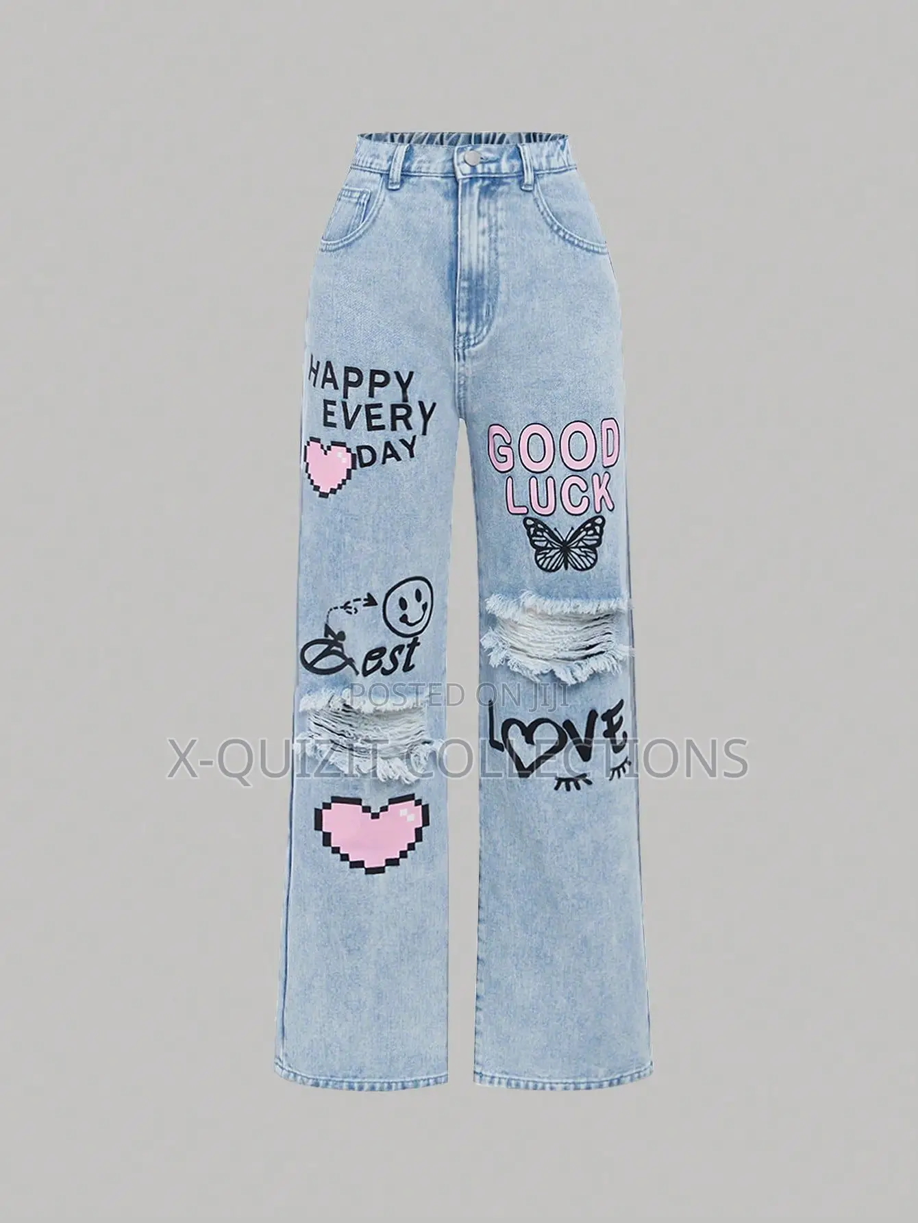 Trendy High-Waisted Wide Leg Denim Jeans (8y-14y)