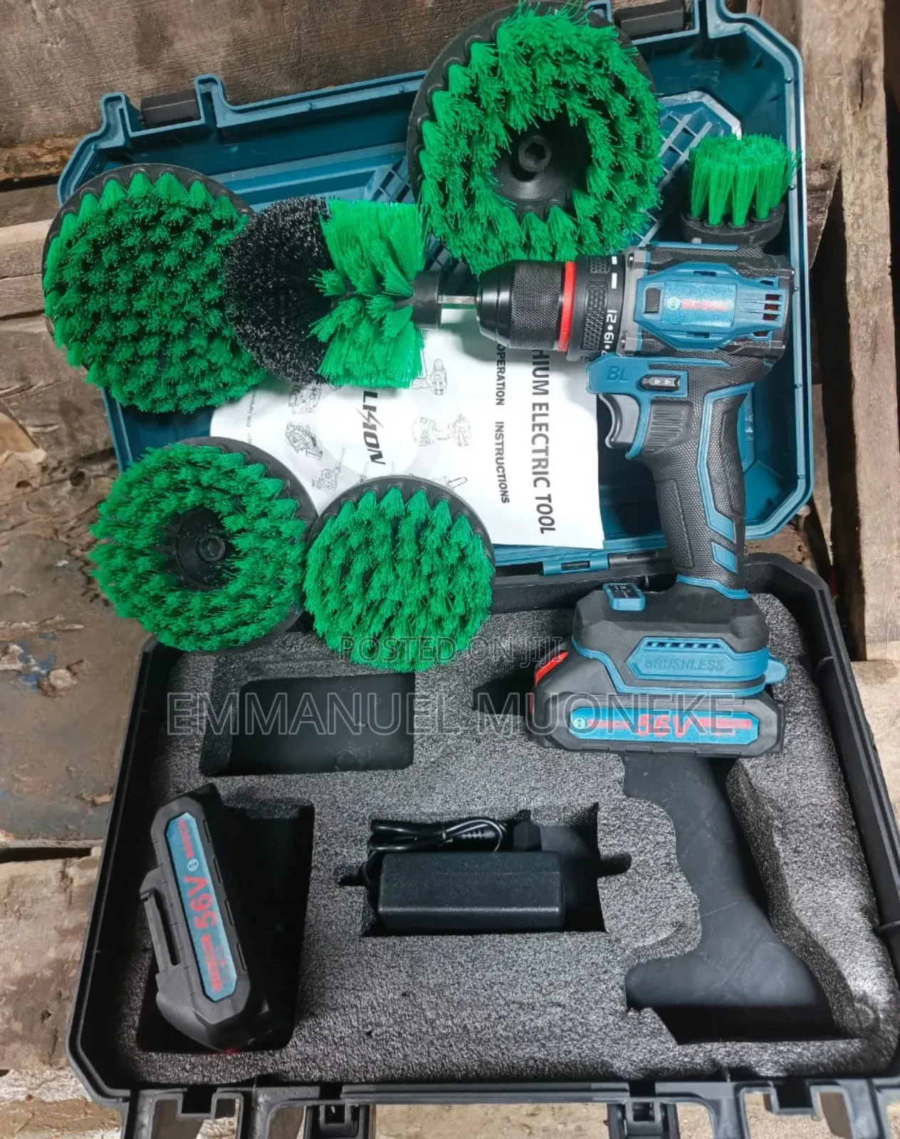 Brushless Battery Tool 56v Cordless Drill And Accessories Set