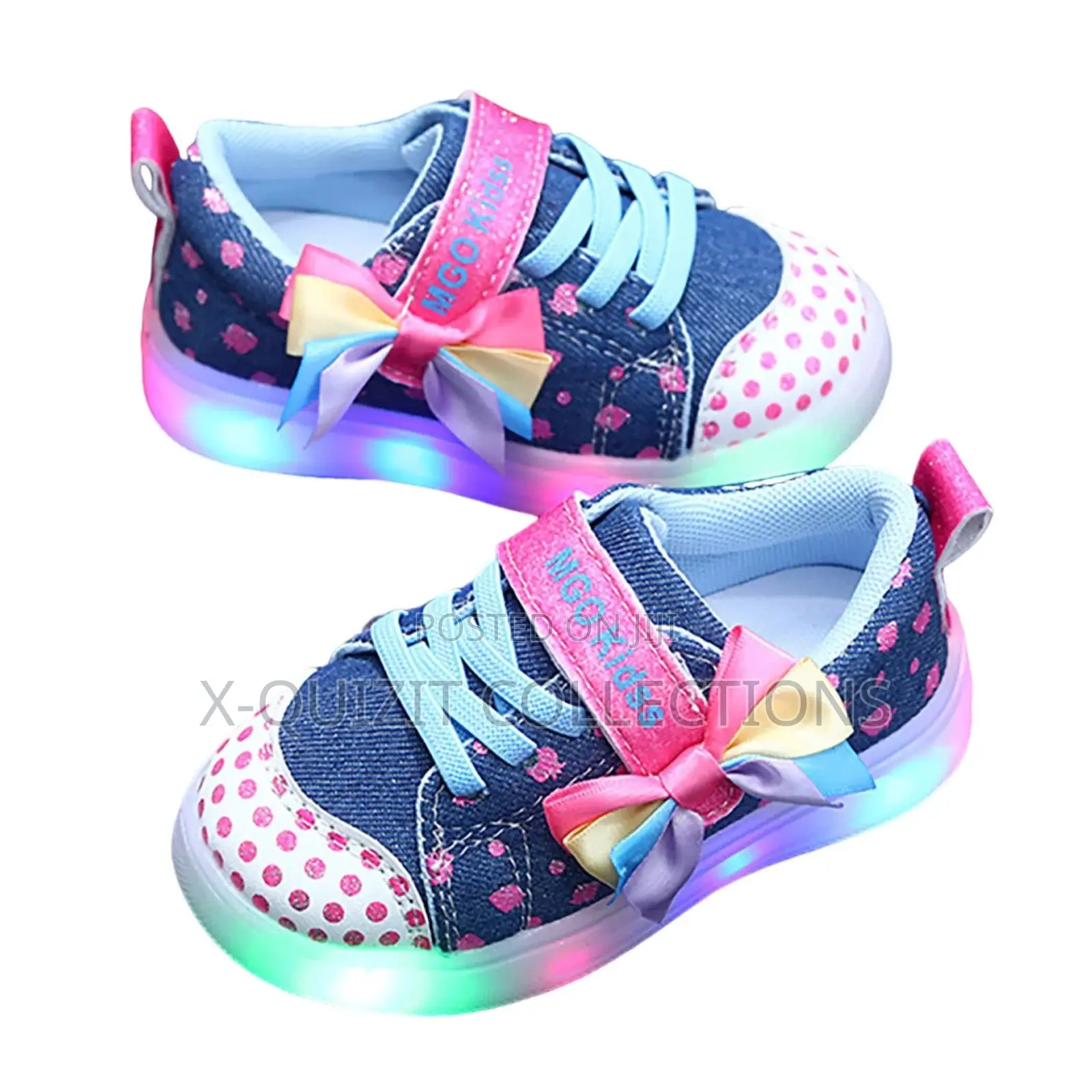 Girls’ Denim Light-Up Sneakers (21-30)